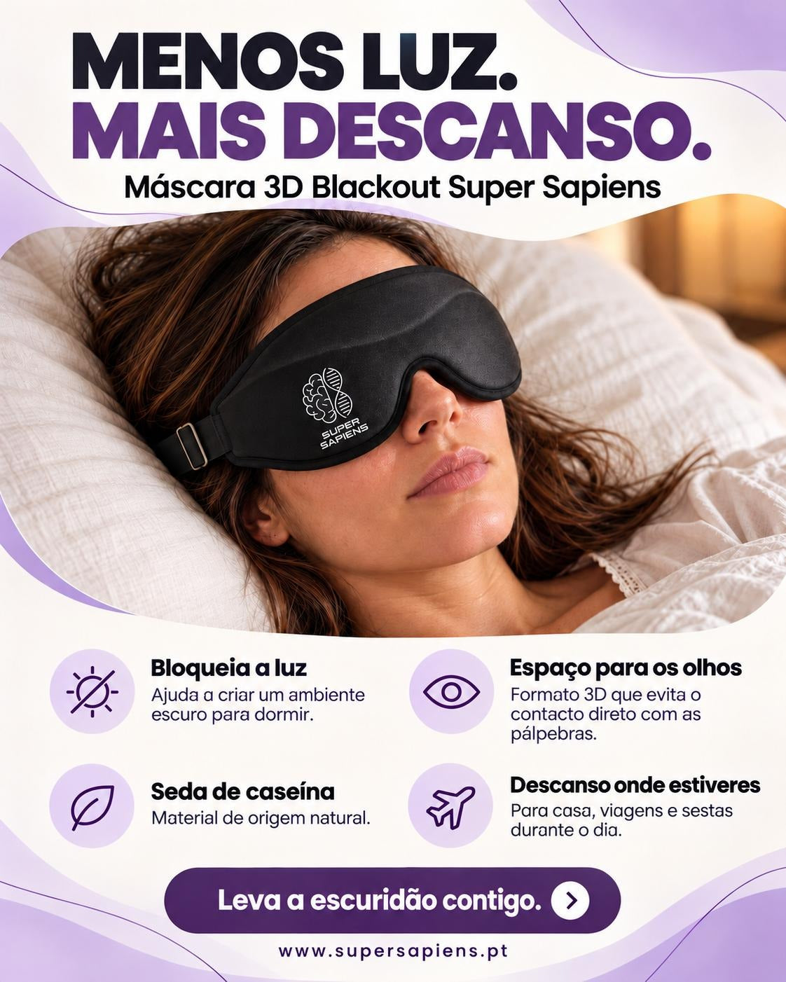 Máscara de Dormir de Seda de Caseína